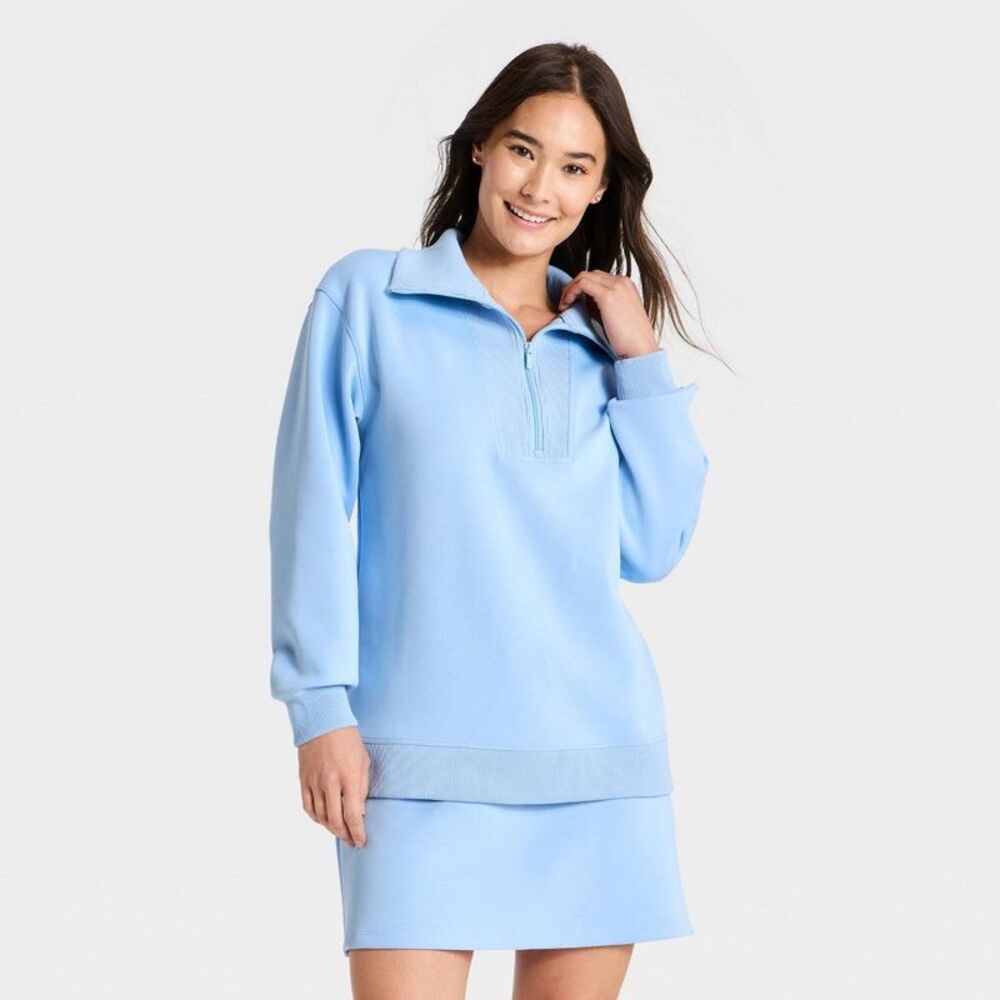 Women's Airy Sleek 1/2 Zip Pullover - All In Motion Light Blue L